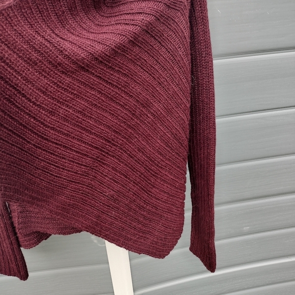 Peruvian Connection Open Front Waterfall Cardigan Size XS Alpaca Maroon Sweater - Picture 2 of 6